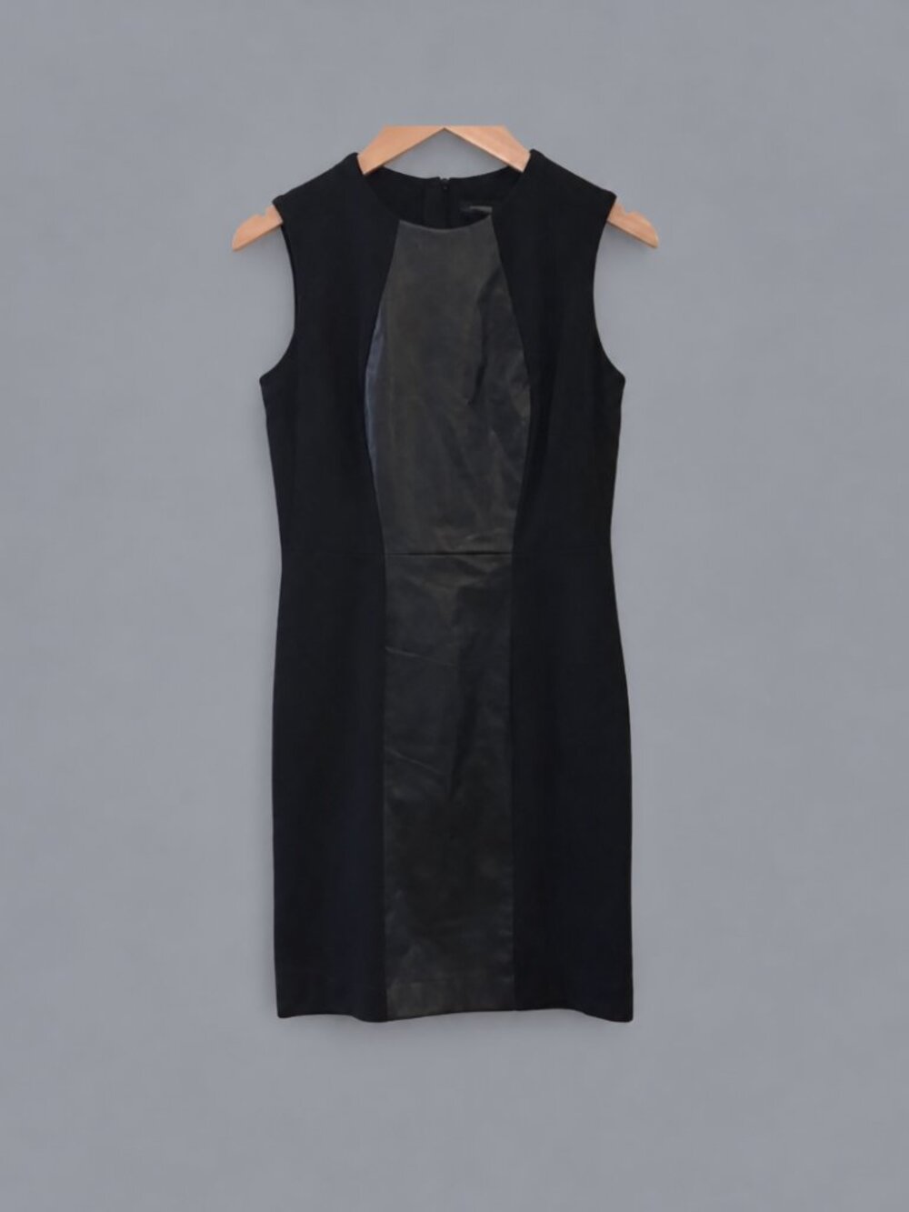 Cynthia Steffe Emma Black Faux Leather Panel Sheath Dress Size 4